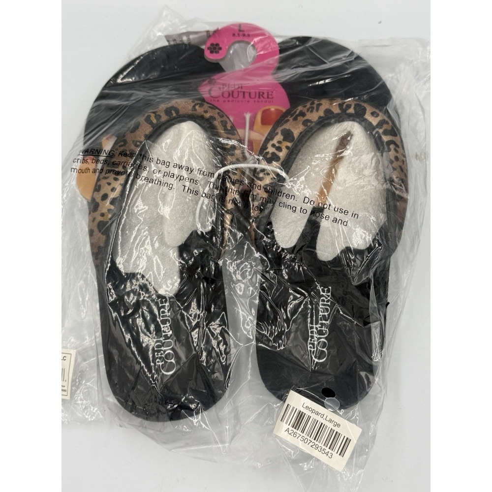 Pedi Couture Toe Separator Sandal Pedicure Women Size L (8.5-9.5) Leopard New !!